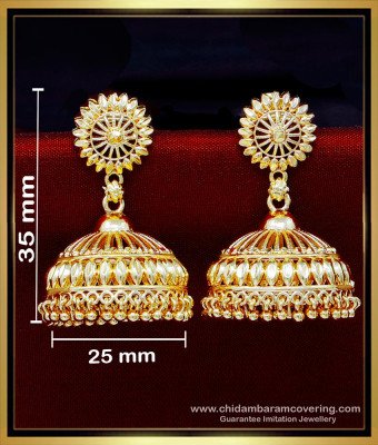 ERG1949 - Latest Big Daily Use Bridal Jhumka Earrings Gold Design