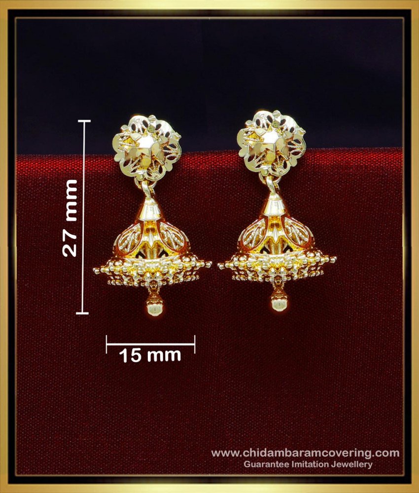 ERG1952 - Small South Indian Jhumka Earrings Daily Use Collections
