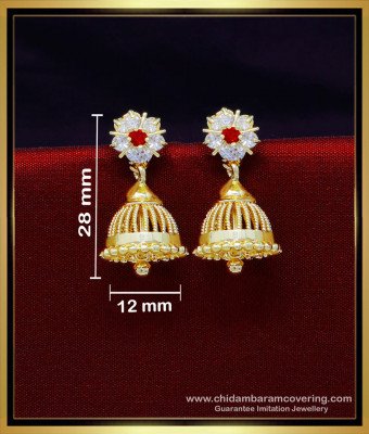 ERG1957 - Latest Daily Wear White Stone Jhumkas Gold Designs