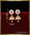 ERG1958 - Beautiful White and Ruby cz Jhumka Earrings Online
