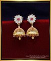 ERG1959 - Cute White Stone Gold Jhumka Design Latest for Women