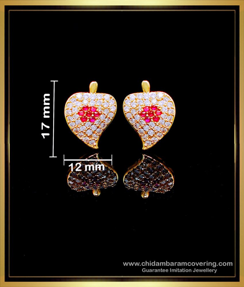 ERG1960 - Elegant Stone Stud Earrings Heart Shaped for Daily Use