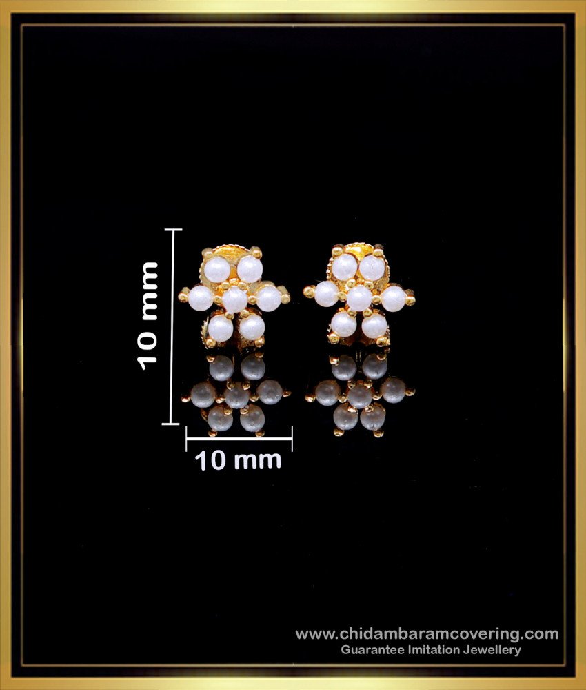ERG1966 - Unique Small Flower Design Pearl Earrings for Daily Wear