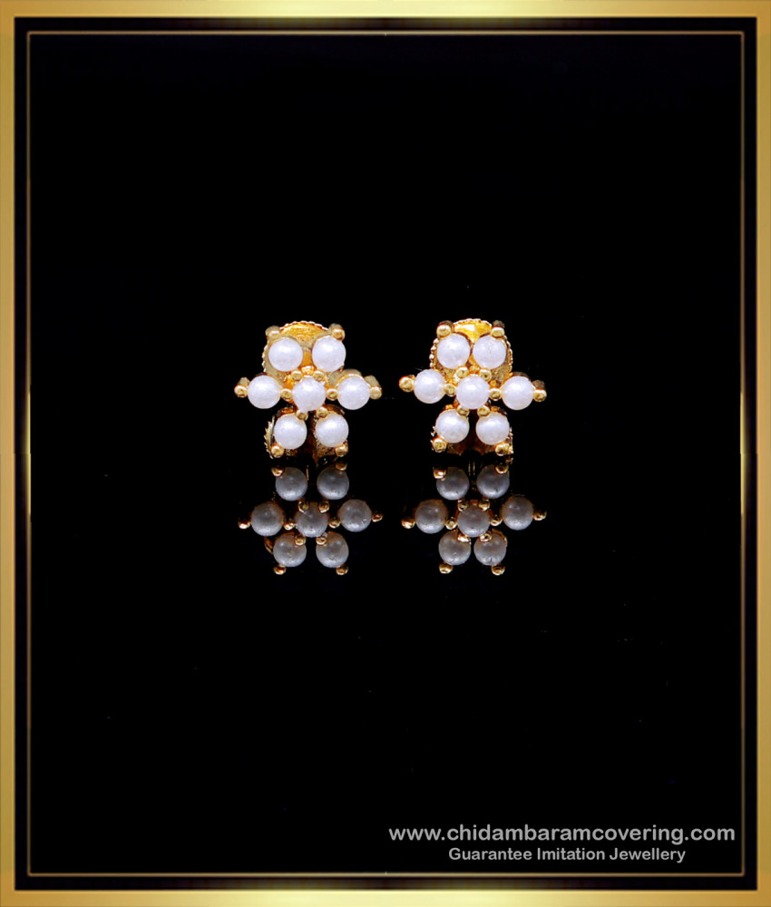 ERG1966 - Unique Small Flower Design Pearl Earrings for Daily Wear