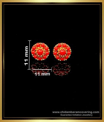 ERG1967 - Latest Gold Earrings Design Red Coral Ear Stud for Women