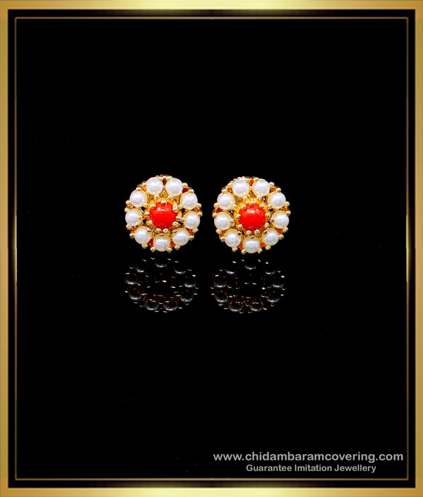 ERG1968 - Cute Pearl Earrings Studs Gold Plated Jewelry Online