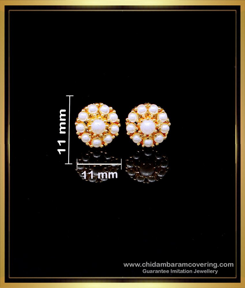 ERG1969 - New Model Flower Design Round Pearl Earrings Artificial