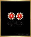 ERG1970 - Pearl and Coral Stud Earrings Circle Design for Women