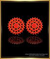 ERG1973 - South Indian Jewelry Red Coral Earrings Gold Designs