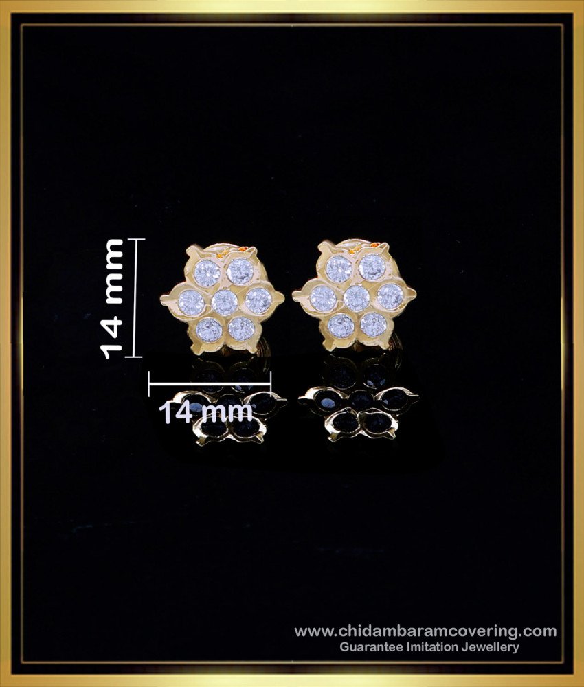 ERG1976 - Elegant Flower Model 7 White Stone Ear Stud Design Gold