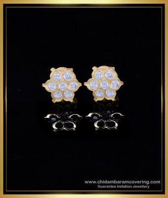 ERG1976 - Elegant Flower Model 7 White Stone Ear Stud Design Gold