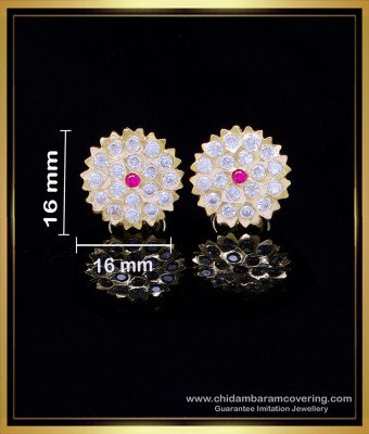 ERG2000 - Gold Design White Stone Impon Stud Earrings for Women