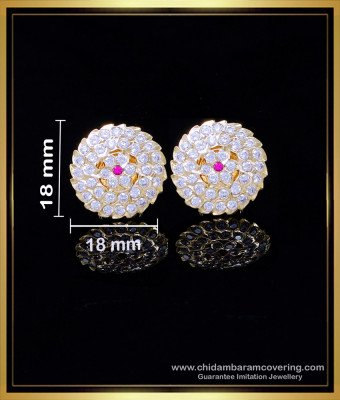 ERG2002 - Impon First Quality White Stone Gold Plated Earrings