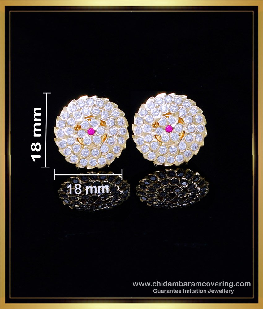 ERG2002 - Impon First Quality White Stone Gold Plated Earrings