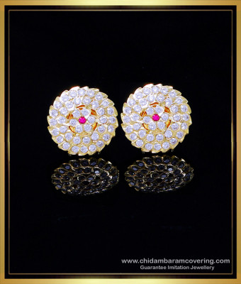 ERG2002 - Impon First Quality White Stone Gold Plated Earrings