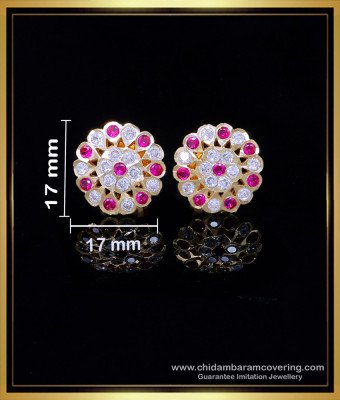 ERG2004 - Gold Plated Impon Stone Earrings Design of Gold Tops