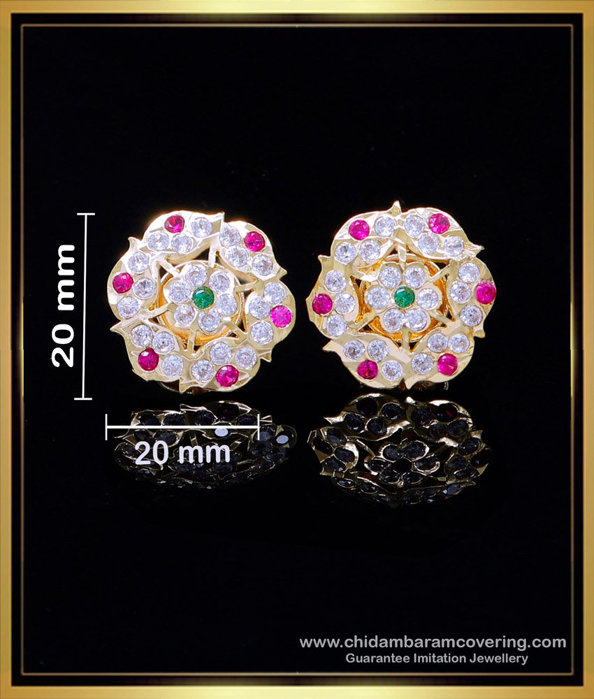 ERG2009 - Impon Ad Stone Gold Stud Earrings Designs for Daily Use