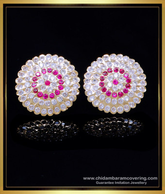 ERG2014 - Impon Earrings Designs Big Round Stone Studs for Women