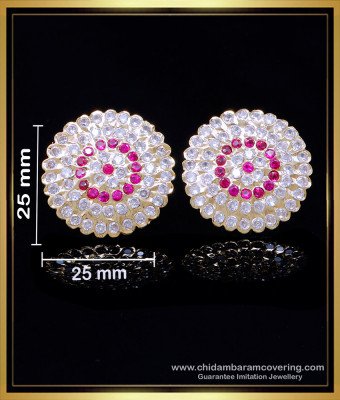 ERG2014 - Impon Earrings Designs Big Round Stone Studs for Women