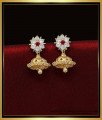 ERG2016 - Daily Wear White Stone Gold Earrings Designs Jhumka