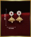 ERG2016 - Daily Wear White Stone Gold Earrings Designs Jhumka