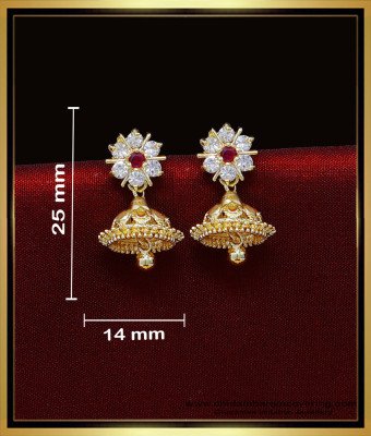 ERG2016 - Daily Wear White Stone Gold Earrings Designs Jhumka