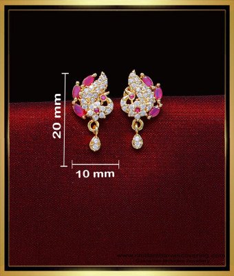 ERG2019 - Latest cz Stone Peacock Model Earrings Design Stud
