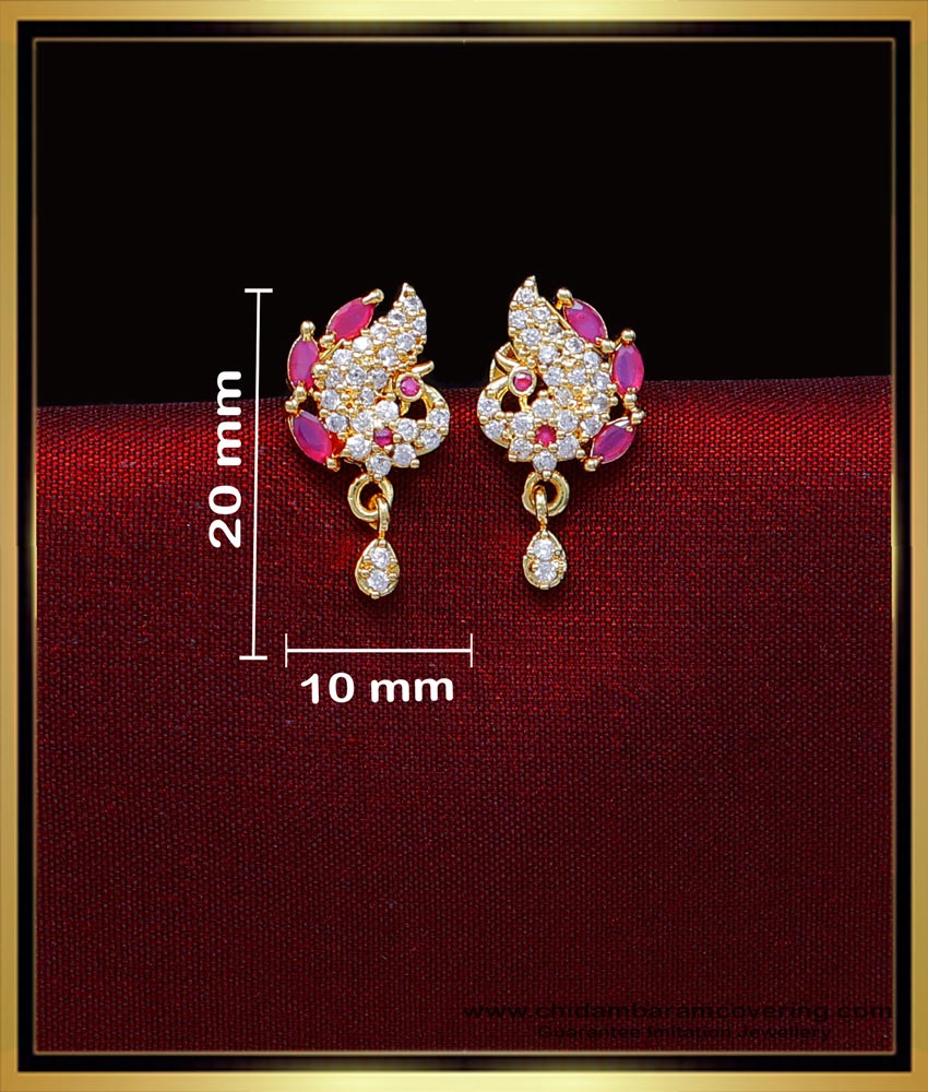 ERG2019 - Latest cz Stone Peacock Model Earrings Design Stud