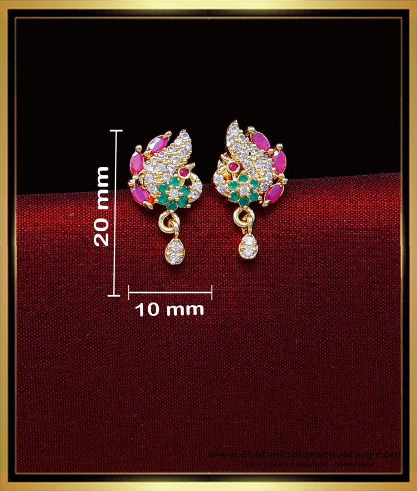 ERG2020 - 1 gram gold peacock design earrings design gold tops