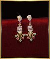 ERG2022 - Latest Ruby Emerald Stone Gold Earrings Design Hanging