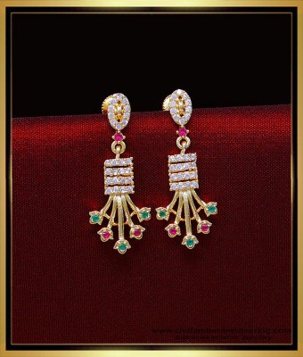 ERG2022 - Latest Ruby Emerald Stone Gold Earrings Design Hanging
