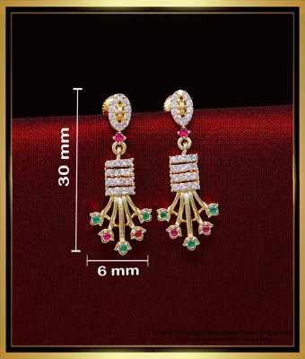 ERG2022 - Latest Ruby Emerald Stone Gold Earrings Design Hanging