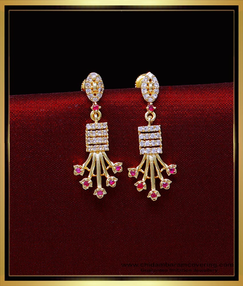 ERG2023 - New Model Daily Use Ruby Stone Gold Plated Earrings
