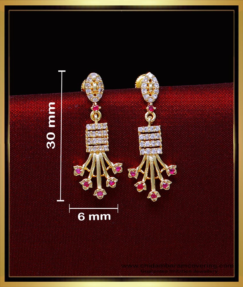 ERG2023 - New Model Daily Use Ruby Stone Gold Plated Earrings