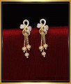 ERG2025 - New Gold Pattern White Stone Earrings Hanging Design