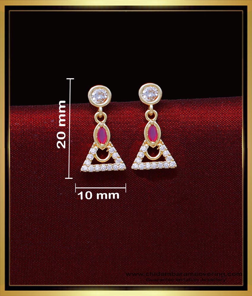 ERG2026 - Elegant Stone Earrings Design Gold Simple Look for Kids