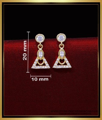 ERG2027 - Gold Design Hanging White Stone Gold Plated Earrings