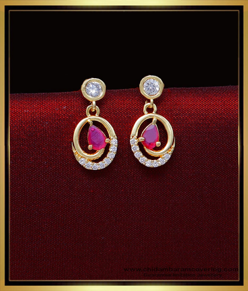 ERG2028 - Unique Gold Plated Stone Earrings Gold Design for Girl