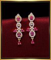 ERG2030 - Latest White and Ruby Stone Earrings Design for Girls
