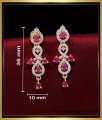 ERG2030 - Latest White and Ruby Stone Earrings Design for Girls