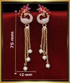 ERG2031 - Trendy Ad Stone Long Gold Earrings Design Hanging Pearls