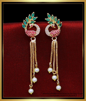 ERG2032 - New Peacock Design Gold Earrings Designs for Daily Use