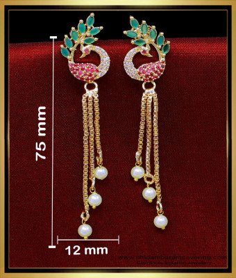 ERG2032 - New Peacock Design Gold Earrings Designs for Daily Use