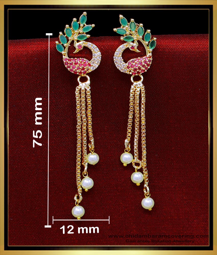 ERG2032 - New Peacock Design Gold Earrings Designs for Daily Use