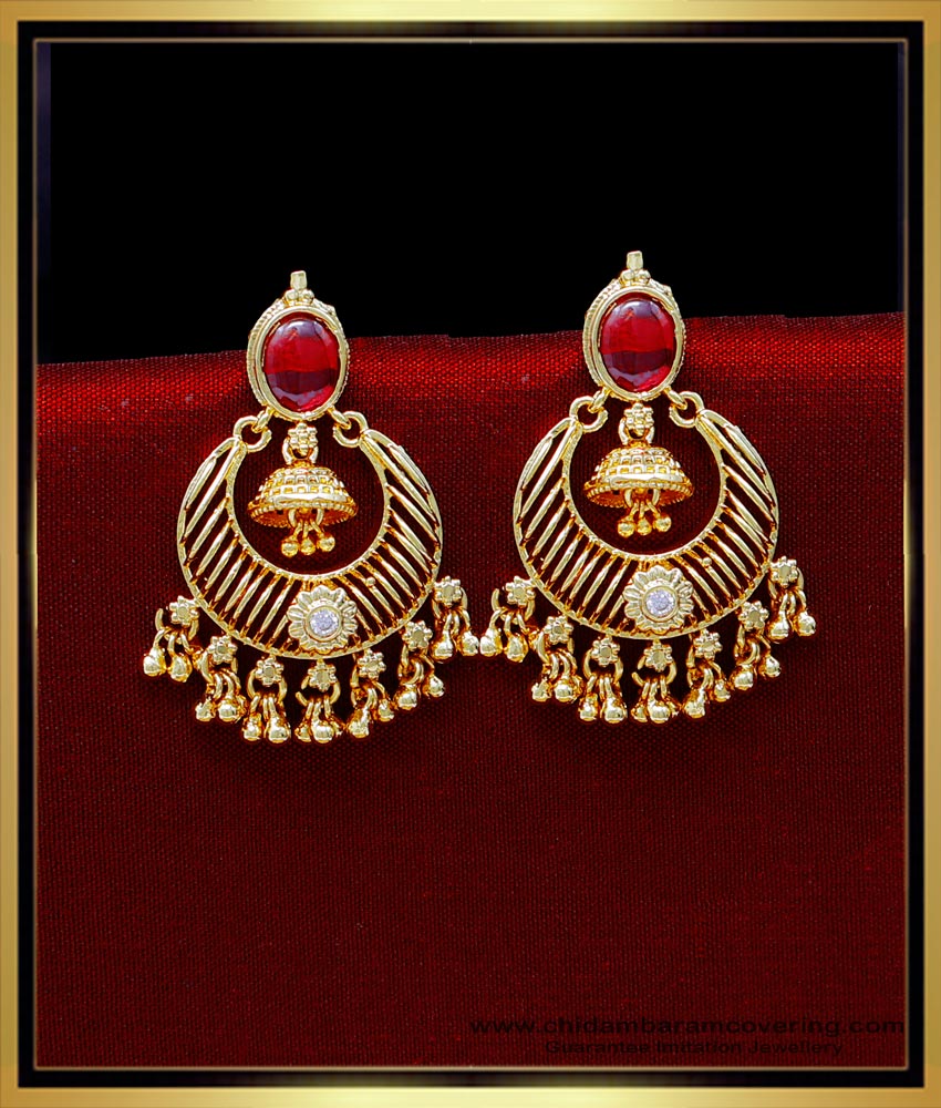 ERG2033 - Bridal Wear Gold Chandbali Earrings Designs for Women