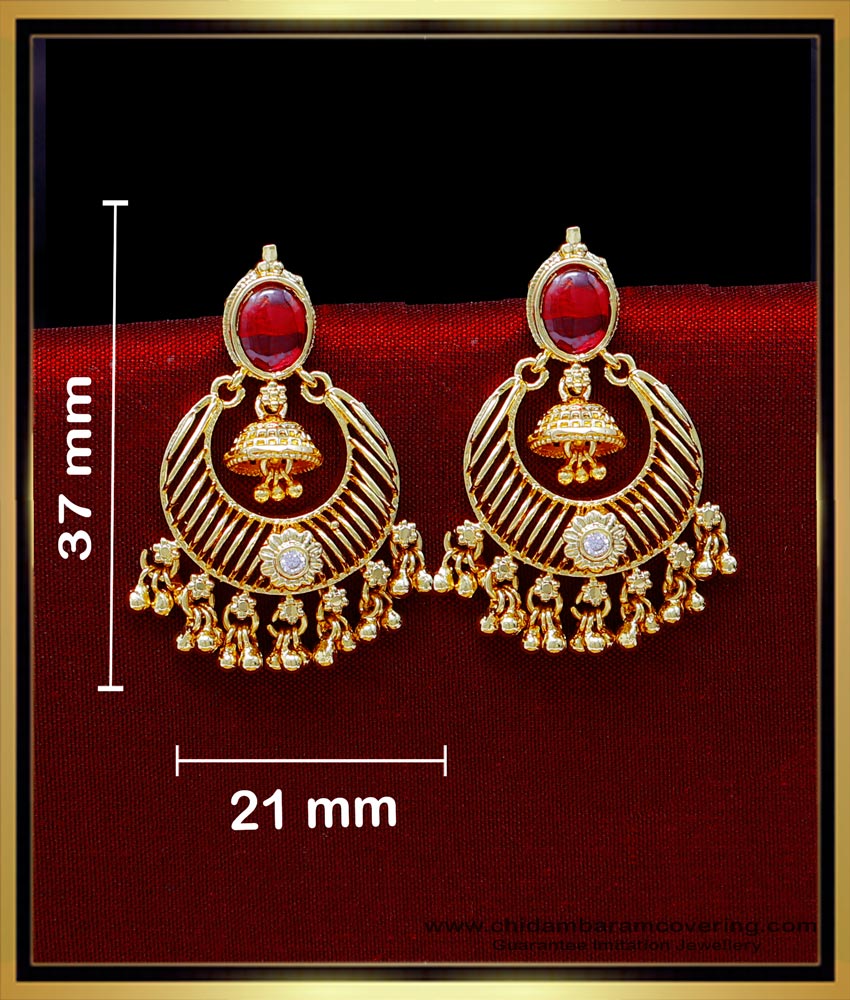 ERG2033 - Bridal Wear Gold Chandbali Earrings Designs for Women