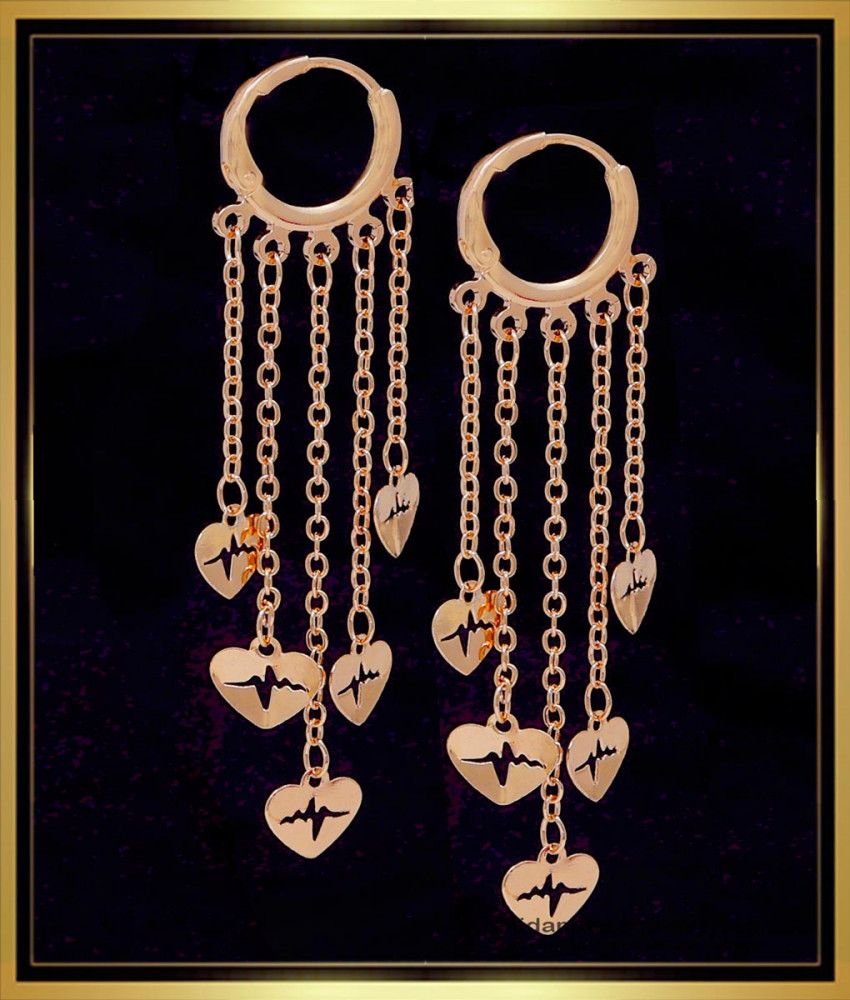ERG2038 - Trendy Hoop Earrings Rose Gold Bali Designs for Daily Use