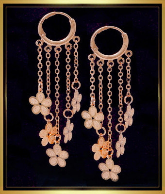ERG2040 - Western Party Wear Rose Gold Long Hoop Earrings Online