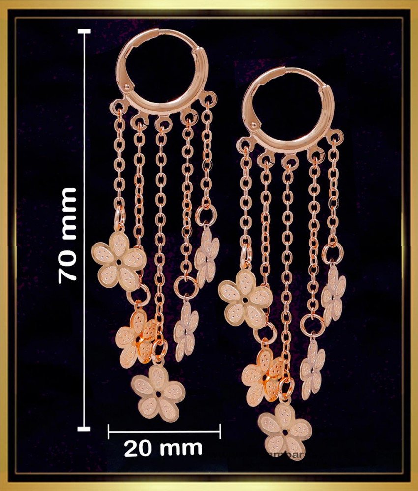 ERG2040 - Western Party Wear Rose Gold Long Hoop Earrings Online