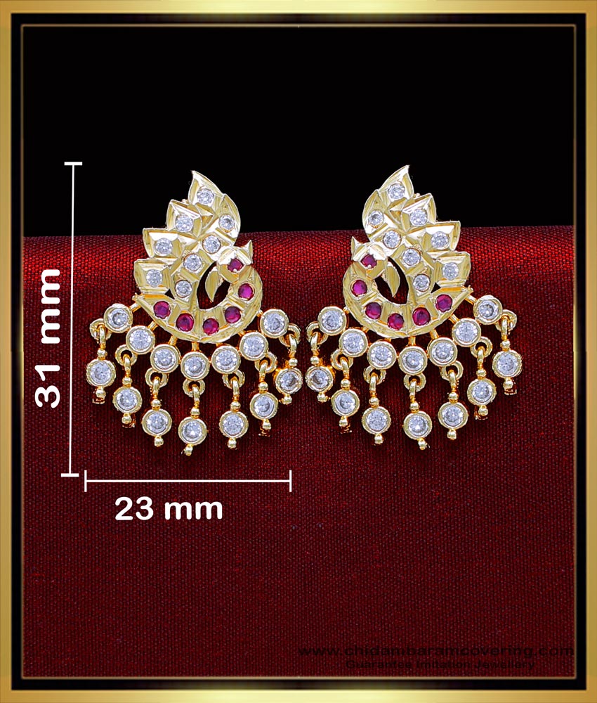 ERG2041 - Peacock Model Impon Gold Earrings Designs for Daily Use